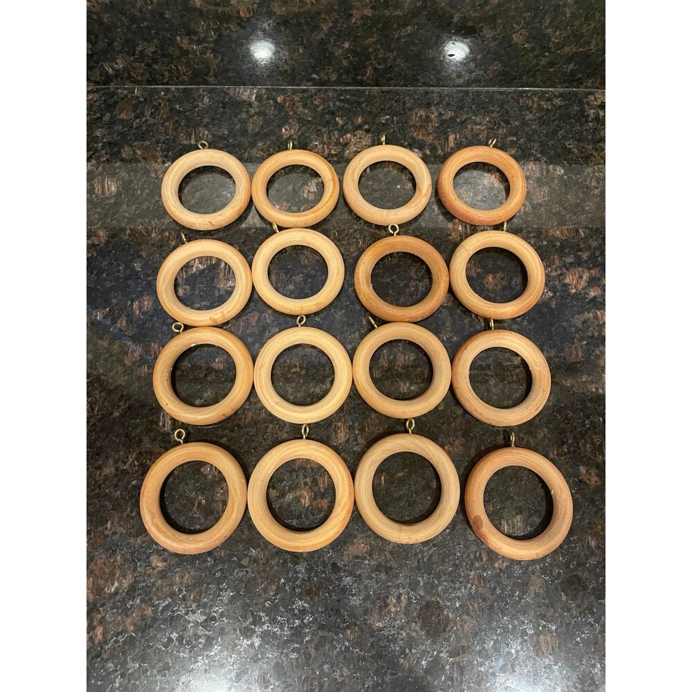 Oak Wood Drapery Rings - Set of 16- ornament Hardware